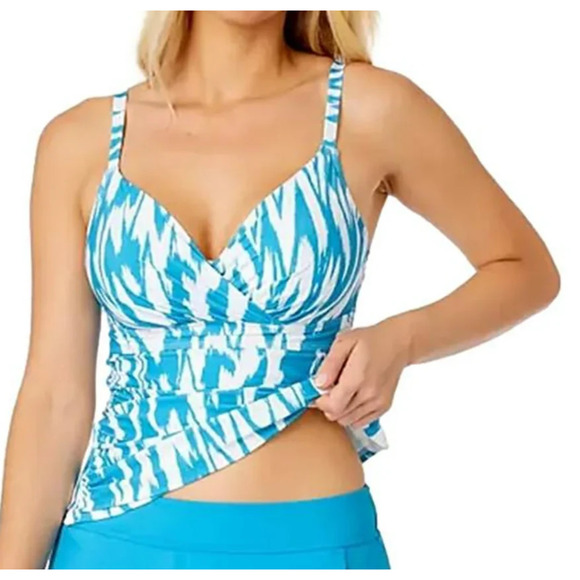 Anne Cole Womens Limited Edition UPF 50+ Tankini Top Turquoise Size XL - Picture 4 of 8
